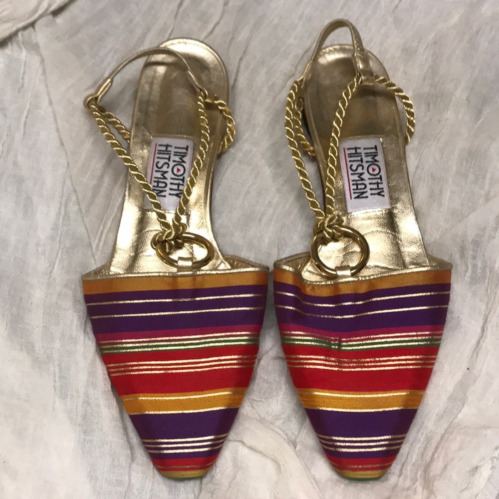 Gold Elegant Flats by Timothy Hitsman 7.5